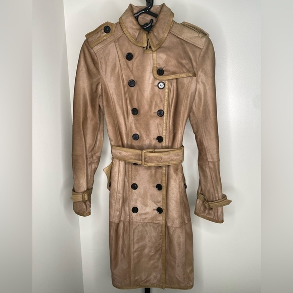 Burberry Pony Hair & Leather Trench Coat – Made in Italy, Size 6 - Picture 2 of 6